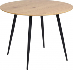 Beliani Bjorka Dining Table Light Wood Colour / Black 100 cm Round MDF Board Steel