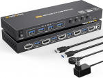 KVM l&uuml;liti HDMI 4K @ 60Hz, HDMI KVM l&uuml;litid EDID funktsiooniga 4 arvutile, 1 monitorile ja 4 USB 3.0 seadmele, kaugjuhtimispult, toiteallikas ja USB-kaabel kaasas