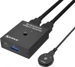 USB 3.0 l&uuml;liti 1x2 v&otilde;i 2x1 (kahesuunaline) USB-l&uuml;liti 2 arvutile, mis jagavad 1 USB-seadet hiire, klaviatuuri, skanneri, printeri jne jaoks. Plastikust korpus
