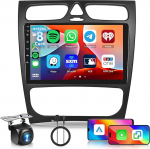 Hodozzy 6G+128G 8-tuumaline Android autoraadio Mercedes Benz C/CLK klassile W203 W209 C200 C320 C350 2000-2005 Bluetooth Navi, 9-tolline puuteekraan Carplay Android auto traadita WiFi DSP tagantvaate kaamera