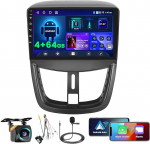 [4+64G] Androidi autoraadio Peugeot 207 2006-2015 juhtmevaba Carplay Android autole, 9-tolline IPS puuteekraaniga raadio Bluetooth 5.0/GPS/Reversioonikaamera/FM/RDS/WiFi-/SWC-ga