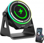 Induktsioonk&otilde;lar koos telefoni hoidjaga, traadita laadimisalus koos Bluetooth-k&otilde;lari ja meeleolutuledega, multifunktsionaalne telefonistend, &uuml;hildub iPhone'i, Androidiga, kodukontorisse