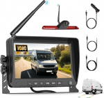 CAMECHO traadita piduritule ja tagurduskaamera komplekt Mercedes Sprinter 2006-2019 jaoks koos 7-tollise IPS monitoriga traadita tagurduskaameraga, stabiilsed digitaalsignaalid IP67 veekindel &ouml;ine n&auml;gemine BSD DVR 140