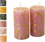 Kuldse mustriga advendik&uuml;&uuml;nlad - 2 tk - Rustiline pind - K&uuml;&uuml;nlad / k&uuml;&uuml;nlad - j&otilde;ulud / j&otilde;ulup&auml;rg / advendip&auml;rg (Antiikroosa, k&otilde;rgus: 11 cm / l&auml;bim&otilde;&otilde;t 6 cm - 2 tk).