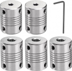 sourcing map Aluminum Alloy Shaft Coupler 4mm to 6.35mm Flexible Coupling Motor Connector Stepper Motor Coupler for CNC Machine and 3D Printer (L25xD19) 5 Pieces
