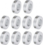 QUARKZMAN Set of 10 Screw Collars 17 mm Bore, Aluminium Shaft Collar, 32 mm Outer Diameter and 10 mm Thick, Set Screw Collar, Stop Collar for Linear Rod Shaft Guidance