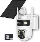 WiFi-v&auml;lise p&auml;ikesevalvekaamera 2,4 GHz - 4MP kaksikkaamera 360&deg; + 110&deg;, v&auml;rviline &ouml;&ouml;n&auml;gemine, PIR-personide j&auml;lgimine ja rakenduse teavitamine, kahesuunaline heli