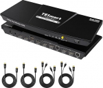 TESmart KVM Switch 2 monitori 2 arvutit 4K @ 60Hz, HDMI Dual Monitor KVM USB 2.0 Hubiga, EDID emulaatorid, Hotkey/Button/IR kaugl&uuml;litus, L/R audio, HDCP 2.2, HDR10, 2x2 KVM koos k&otilde;igi