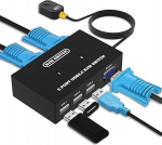 2 Port KVM Switch USB VGA koos KVM kaablitega, KVM l&uuml;liti VGA monitorile ja USB klaviatuurile hiirele