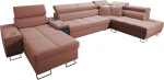Mirjan24 Domiko V Corner Sofa with Bar Compartment, USB Connection, Socket, Adjustable Headrests, Corner Couch with Sleep Function and 2 Bed Boxes (Uttario Ve. 2955, Side: Left)