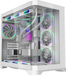 iONZ PC Gaming Case ATX Mid Tower - Dual Chamber Dynamic Series 4 ARGB PWM ventilaatoriga | Kaarev karastatud klaas | Flow - valge