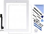 Puuteekraani digiteerija esiklaasi vahetus i Pad 4 A1458 A1459 A1460 iPad4 jaoks, kaasa arvatud Home nupp + kaamerahoidja + eelpaigaldatud liim + t&ouml;&ouml;riistakomplekt (valge)
