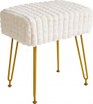 IBUYKE Ristk&uuml;likukujuline jalatoe tool Ottomani, meigitool, k&uuml;ljelaud, sametist garderoobi iste, jalatoe tool, kuldsed terasjalad, meigituppa, magamistuppa, valge WBD003W