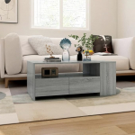 Tidyard Coffee Table, Living Room Table, Sofa Table, Side Table, Tea Table, Bar Table, Living Room Furniture for Living Room, with Shelf, Drawers and Compartments, Grey Sonoma 102 x 55 x 42 cm, Wood Material