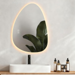 SANYCASA Intelligentne vannitoa peegel LED-valgustusega, uduvastane, timmitav, 3 v&auml;rvitemperatuuri, as&uuml;mmeetriline, puutetundlik, puurivaba, 80 x 55 cm.