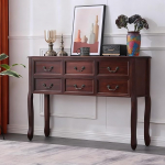 Country House Vintage konsoollaud massiivpuidust sahtlitega, koridori sissep&auml;&auml;su diivanilaud suure hoiuruumiga, k&uuml;ljepult / teekapp koridori jaoks, reguleeritavad jalad (tume p&auml;hkelpuu, 120 cm / 47,2 tolli)