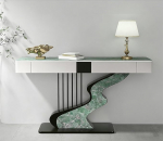 Schmale Konsole F&uuml;r Flur Und Sofa Mit Zwei Schubladen, Kreative Eingangstisch Mit Kohlenstoffstahlbasis F&uuml;r Wohnzimmer Und Flur(Black D,80x35x92cm)