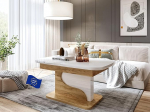 designimpex DA-111 Kohvilaud High Gloss White / Oak Gold pikendatav k&otilde;rgus Reguleeritavad &uuml;marad nurgad 120 x 200 cm Moodne elutoa laud S&ouml;&ouml;gilaud Diivanilaud Ruumis&auml;&auml;stlik elutuba