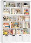 FOREHILL Laste riiul ratastel kastidega, raamaturiiul lastele ja t&auml;iskasvanutele, lastetoa m&ouml;&ouml;bel 6 tasandiga, laste raamaturiiul, m&auml;nguasjade riiul, hoiuriiul, lastekapp, riiul, valge, 125,5 x 33 x 175 cm, 125,5 x 33 x 175 cm.