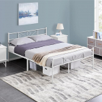 Yaheetech metallist voodiraam Metallist voodiraam Kahekohaline voodi 140 x 200 cm madratsile K&uuml;lalisvoodi v&auml;ikestesse tubadesse Valge