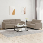 2-osaline mikrokiust diivanikomplekt Taupe 150 x 77 x 80 cm ja 210 x 77 x 80 cm koos pehmendusega, kaasaegne disain ja tugev puit-metallraam elutuppa, salongi, magamistuppa, kontorisse.