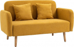 HOMCOM 2-kohaline diivan koos 2 heitekattega, v&auml;ike lambane diivan sametiga, kaasaegne polsterdatud diivan elutuppa, magamistuppa, v&auml;ikesesse tuppa, kollane, 130 x 70 x 80 cm.