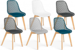 IDMarket - komplekt 6 tooli Mandy Mix V&auml;rv Valge, helehall, sinine, 2 x tumehall x 2