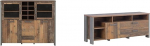 Forte Clif Highboard vitriinkapp, 3 ust ja 2 klaasist ust, komposiitpuit ja Clif TV-kapp, 1 uks ja 2 sahtlit, komposiitpuit, vintage puidu/betooni v&auml;limus, tumehall, 161 x 63,9 x 41,6 cm.