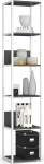 BDW kaasaegne metallist Loft riiul, t&ouml;&ouml;stuslikus stiilis m&ouml;&ouml;bel, 6 riiulit, seinariiul elutuppa, vintage disain, 192 x 40 x 32 cm, valge/hall
