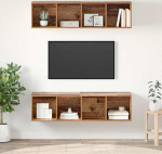 TV Schrank,TV-Schrankset 2 pcs Altholz 37 x 37 x 142,5 cm Holzwerkstoff,TV Board H&auml;ngend Schrank Fernsehschrank TV Bank Wohnzimmer M&ouml;bel Modern Wandschrank f&uuml;r Wohnzimmer Schlafzimmer