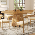 Zepneiy Runder Tisch, ausziehbar, f&uuml;r bis zu 6 Personen, ausziehbarer Esstisch, 118-158 cm, f&uuml;r Wohnzimmer, Heimb&uuml;ro und K&uuml;che, aus Holz, Braun