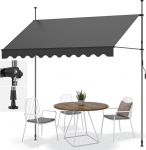 Klambrimarkiis 250 x 120 cm, r&otilde;dumarkiis, puurimata, k&auml;sikruviga, alumiiniummarkiis, UV-kindel, reguleeritava k&otilde;rgusega ja vetth&uuml;lgav, p&auml;ikesekaitse kaupluse, terrassi ja aia jaoks.