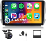 8 Core 6 + 128G: Hodozzy Carplay autoraadio Peugeot 208/2008 2012-2018, Android autoraadio koos satelliitnavigatsiooniga, 10-tolline puuteekraan Android Auto/Mirror Link/WiFi/GPS/RDS/FM/Bluetooth/USB/DSPga