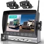 eRapta traadita tagumise vaatekaamera komplekt, 9-tolline HD 1080P silmuskaamera monitor koos 2 tagumise vaatekaameraga, IP69K veekindel, 152&deg; vaade