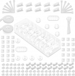 MiuCo 255 tk valge kaablijuhtimise komplekt koos kaablikarbi, kaablihoidja, isekleepuva, rullkaabli sidemetega, silikoonist kaabliklambriga, UV-kaabli sidemetega, isekleepuva teibiga, kaabli korraldaja jaoks laua jaoks