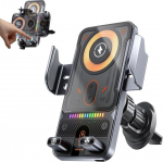 Coole Kfz-Halterung f&uuml;r kabelloses Schnellladen, 15 W, automatisches Klemmen, kabelloses Ladeger&auml;t, automatischer Sensor, Handyhalterung, kabelloses Ladeger&auml;t f&uuml;r alle Handys (Silber)