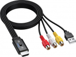 CAMWAY RCA HDMI adapter, 16:9/4:3 konverteerimine 1080P Composite CVBS RCA Video Audio Converter koos 60 cm RCA kaabliga, k&otilde;ik &uuml;hes kaabli disain toetab PAL/NTSC Wii/PS1/PS2/N64/DVD/VCR jaoks.