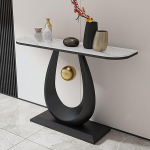 FQMYLTYN Eingangsbereich-Konsolentisch mit Sintersteinplatte, Moderner Schmaler Beistelltisch als dekoratives Element f&uuml;r Wohnzimmer/Flur/Foyer(Black,100cm/39in)