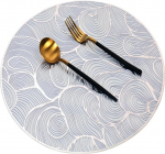 Platzset Rund, 10er Set Hohle Wolken Muster Platzsets f&uuml;r k&uuml;che Speisetisch Hotel, Platz-Matten, Silber, 38cm