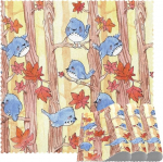 Quadratische Tischsets f&uuml;r Esstisch Set Herbst V&ouml;gel Rest auf dem Baum Ahornbl&auml;tter Blau