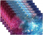 Kangast laualusad, pestavad laualusad s&ouml;&ouml;gilauale, 6 tk, Galaxy Space Universe Lilla Sinine