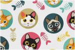 Kangast laualusad, pestavad laualusad s&ouml;&ouml;gilauale, komplekt 6, Cartoon Animal Cat Herringbone
