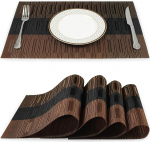Tischsets, Tischsets und Untersetzer, 24er-Set, runde Mandala-Tischsets, w&auml;rmeisolierende Tischsets, waschbare, rutschfeste Gummi-Tischsets for den Esstisch in der K&uuml;che(Brown and Black)