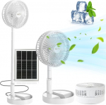 Ceboic Portable Floor Fan with Solar Panel, 8 Inch Solar Powered Fan, Quiet, 5200 mAh Battery, USB Table Fan, 3 Speeds, Height Adjustable, Mini Fan for Home, Office, Camping