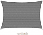 EUGAD Sun Sail Ristk&uuml;likukujuline ruudukujuline p&auml;ikesekaitse 200 g/m&sup2; Aed R&otilde;du Patio HDPE Ilmastikukaitse Hingav Hall, 3x5m, hall