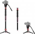 IFOOTAGE Cobra 3 Strike Monopod A150S-III with K5S Komodo Fluid Head, Video Head, Pedal Lock Base Minipod Offers One Level Height Adjustment, It Can Carry A Max. Load of 11 lbs/5 kg