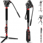 NEEWER 71.6-tolline Pro Camera Monopod Teleskoopiline s&uuml;sinikkiust monopood koos kiirv&auml;ljalaskeplaadiga DJI RS Gimbals Manfrotto jaoks, eemaldatav alus kaamera-kaamera jaoks, maksimaalne koormus 6kg, TP71
