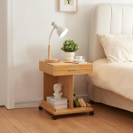 [en.casa] Jokkmokk ratastel k&uuml;ljelaud Rulluv laud Laudade hoiulaud sahtliga Bambusest &ouml;&ouml;kapita laud ratastel 56,5 x 43 x 43 cm Elutoa laud Diivanilaud