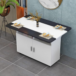 Ausziehbarer Drop Leaf Esstisch mit Rollen & Stauraum - Schwarz & Wei&szlig; 80x70cm - Platzsparender K&uuml;chentisch f&uuml;r kleine Fl&auml;chen Faltbares Design f&uuml;r einfache Mobilit&auml;t