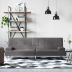 vidaXL diivanvoodi joogihoidjatega, diivan reguleeritavate seljatugedega, diivan elutuppa, diivanvoodi, diivanvoodi, metallist jalad, hall kunstnahk